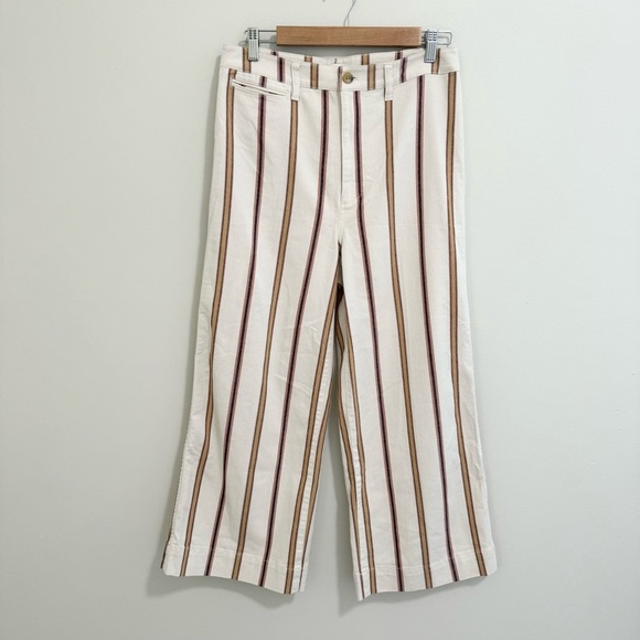 Madewell Emmett Wide Leg Crop Pants in Antique Coral Stripe - Picture 2 of 9